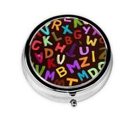 Colorful Letters Small Pill Box 3 Compartment Portable Pill Box for Purse Pocket Education Learning Mini Medicine Organiser for Daily Vitamin Fish Oil Storage