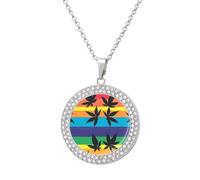 Colorful LGBT Weed Leaf Necklace for Women Adjustable Jewelry Pendant for Mom Wife Girlfriend Gifts Silver-style