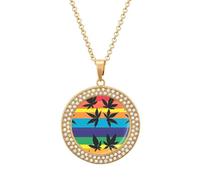 Colorful LGBT Weed Leaf Necklace for Women Adjustable Jewelry Pendant for Mom Wife Girlfriend Gifts Golden-style