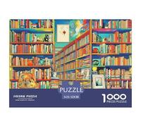 Colorful Library Jigsaw Puzzles Puzzle for Adults Kids. 1000 Piece Books Decor Whimsical Challenge Toy Educational Game Home Decoration for Educational Games Gifts 52x38cm/1000pcs
