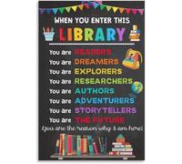 Colorful Library Rules Poster When You Enter This Library School Library Wall Sign Poster Wall Decor Metal Tin Sign Chic Art 8x12 Inch