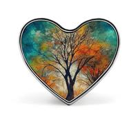 Colorful Life Trees Button Pin Heart Shape Alloy Lapel Pins Badges Novelty Funny Enamel Pins Personalized Pinback Button Badges Cute Heart Brooche for Jackets Bags