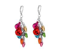Colorful Light Bulb Christmas Jingle Bell Dangle Drop Leverback Earrings Tinkle Bells Long Tassel Dangling Huggie Hoop Earring Unique Xmas Holiday Party Jewelry Gifts for Women BFF