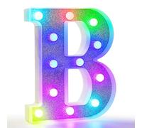 Colorful Light Up Letters, Glitter LED Letter Lights 18 Color Changing Shiny Alphabet Sign Gifts for Girls Women Party Birthday Decorations Remote Night Light Christmas Valentine Wall Table Decor - B