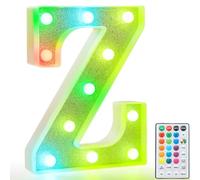 Colorful Light Up Letters, Glitter LED Letter Lights 18 Color Changing Shiny Alphabet Sign Gifts for Girls Women Party Birthday Decorations Remote Night Light Christmas Valentine Wall Table Decor - Z