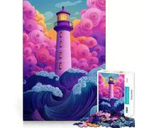 Colorful Lighthouse in Stormy Sea 1000 Piece Jigsaw Puzzles for Adults Brain Think, Tight Edge, Real Challenge, Birthday Present (50x75cm)