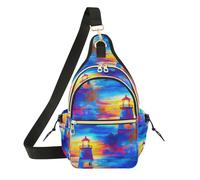 Colorful Lighthouse Sunset Crossbody Bag Chest Bag for Kids