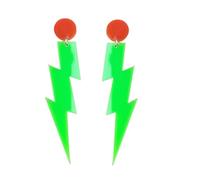 Colorful Lightning Acrylic Drop Earrings 80s Neon Earrings for Women Retro Geometric Thunder Flash Dangle Earrings for 80's Outfit Glow Party Halloween Neon Accessories 80s Jewelry, Resin Acrylic, No