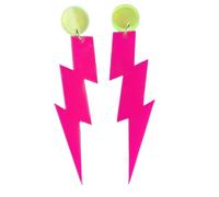 Colorful Lightning Acrylic Drop Earrings 80s Neon Earrings for Women Retro Geometric Thunder Flash Dangle Earrings for 80's Outfit Glow Party Halloween Neon Accessories 80s Jewelry, Resin Acrylic, No