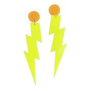 Colorful Lightning Acrylic Drop Earrings 80s Neon Earrings for Women Retro Geometric Thunder Flash Dangle Earrings for 80's Outfit Glow Party Halloween Neon Accessories 80s Jewelry, Resin Acrylic, No