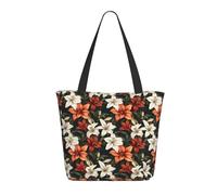 Colorful Lily (A) Print Tote Bag for Women, Large Shoulder Tote Bag with Zipper, Handbags for Work Travel