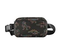 Colorful Line Dinosaurs Cute Fanny Pack Waist Bag for Women Men Waterproof Crossbody Passport Bag with Adjustable Strap for Travel Shopping Running, Colorful Line Dinosaurs, One Size