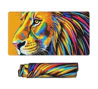 Colorful Line Sense Lion Side Face Gaming Mouse Pad Extended XXL Mouse Mat with Stitched Edges Non-Slip Long Desk Pad 16x31.5in Large Desk Mat for Keyboard Home Office Gaming Work