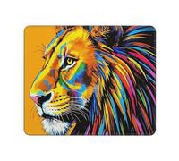 Colorful Line Sense Lion Side Face Gaming Mouse Pad Small Mouse Mat with Stitched Edges Non-Slip Long Desk Pad 12x10 in Desk Mat for Keyboard Home Office Gaming Work