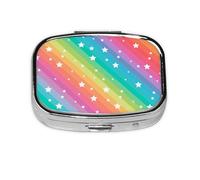 Colorful Lines and Funny Star,Meta Pill Box 2 Compartment Medicine Case,Portable Organizer,Rectangle Meta Portable Organizer Pill Box 1707 Compartment Medicine Case