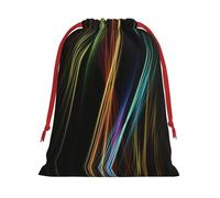 Colorful Lines Art Christmas Drawstring Gift Bags Large Size Xmas Goody Wrapping Bags Valentine Favors Party