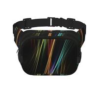 Colorful Lines Art Square Double-Layer Waist Bag Mini Adjustable Waist Belt Bag Exercise Running Travel Hiking, Black, One Size