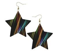 Colorful Lines Art Women's Fashion Earrings, Celestial Dangle Earrings, Star Shape Jewelry for a Versatile