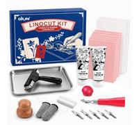 Colorful Linocut Kit for Printmaking - Arts and Crafts for Adults - Stamp Making Kit - Linoleum Blocks Carving Tools