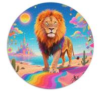 Colorful Lion 1000 Piece Jigsaws Animal Round Jigsaw for Adults And Kids Modern Unique Challenge Games Scene Creative 1000pcs (67.5x67.5cm)
