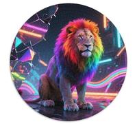 Colorful Lion 1000 Pieces Jigsaw Animal Round Jigsaw for Adults And Kids Cool Unique Challenge Games Scene Creative 1000pcs (67.5x67.5cm)