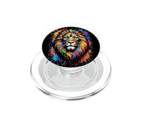 Colorful Lion Face Paint Splash Art PopSockets PopGrip for MagSafe