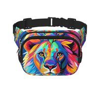 Colorful Lion Fanny Pack For Women Waterproof Adjustable Belt Bags Waist Pack Fashion Casual Crossbody Bags Bum Bag For Running Workout Hiking Traveling, Black, One Size