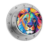 Colorful Lion Kitchen Timers for Cooking Chef Stainless Steel Timer Clock with Loud Alarm Mechanical 60 Minute Wind Up Timers No Batteries Required Manual Countdown Timer