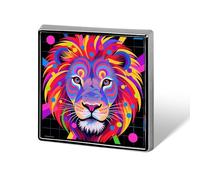 Colorful Lion Lapel Pin Square Metal Brooch Pin with Secure Pin Back Fashion Button Badge for Clothing, Hats, Bags Decoration