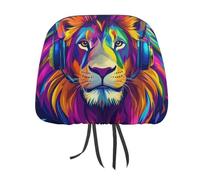 Colorful Lion Music Headrest Covers Printed Car Seat Head Rest Protector Universal Auto Accessories 1 PCS