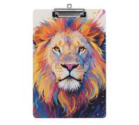 Colorful Lion Painting Clipboard,Decorative Clip Board Acrylic Clipboards with Low Profile Metal Clip for Office,Teachers,Standard Letter Size 8.5x12.5