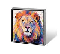 Colorful Lion Painting Lapel Pin Fashion Brooch Pin Cute Button Badges Square Button Pins Enamel Pins Metal Pinback for Hat Shirt Clothing Bags Decoration