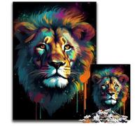 Colorful Lion Portrait 14 Puzzles for 1000 Piece Wooden Jigsaw Puzzles for Adults Home Decor Brain Teaser Game for TeenagersFamily Interaction 1000 PCS(75x50cm)