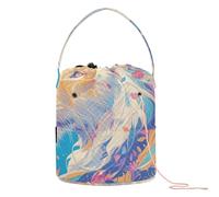 Colorful Lion Portrait Art Crochet Bag Bag Yarn Storage with Holes Storage Bag for Knitting Tool Yarn Organizer