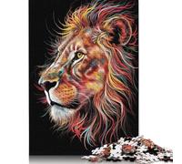 Colorful Lion Portrait Jigsaw Puzzle, Wooden Puzzles 500 Piece Jigsaw Intellectual Toys, Challenging Adult And Teen Casual Jigsaw Puzzle 500pcs (52x38cm)