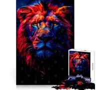 Colorful Lion Portrait on Black Background for Adults 1000 Piece Jigsaw Puzzle Logic Skill, DownTime Game, Family Bond, Wall Art (38x52cm)