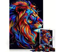 Colorful Lion Portrait on Black Background Jigsaw Puzzles for Adults1000 Pieces Focus Boost, Bright Print, Family Fun, Wall Accent (38x52cm)