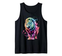 Colorful Lion Poster Style Paint Splatter Art Graphic Splash Tank Top