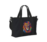 Colorful Lion Print Travel Hand Bag Foldable Weekend Getaways Gym Sports Trip Daily Use Camping Tote