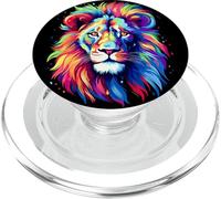 Colorful Lion Spirit Animal Multicolor Art Leo Lion PopSockets PopGrip for MagSafe