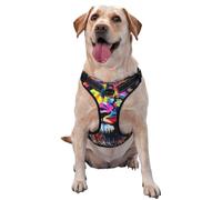 Colorful Lion Street Art Graffiti No Pull Dog Harness Adjustable Reflective Oxford Easy Control Medium Large Dog Harness
