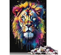 Colorful Lion With Drips Jigsaw Puzzles for Adults Kids. 1000 Piece Great Challenge Toy Educational Games Home Decoration for Educational Games 1000pcs (38x26cm)