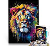 Colorful Lion With DripsJigsaw Puzzles 1000 Piece for teenagers Train your brain and hands Wishlist with Santa Claus 38x26cm