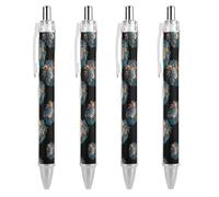 Colorful Lion with Leaves Ballpoint Pens 0.5mm Fine Black Ink Retractable Writing Rollerball Pen for Home Office