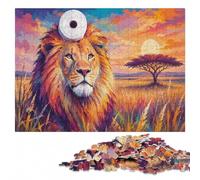 Colorful Lion with Toilet Paper Roll Jigsaw Puzzle for Adults, 500 Pieces | Adult Puzzle - structured assembly from border to image details over several sessions.