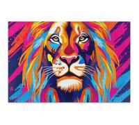 Colorful Lions Adult Puzzles Jigsaw 500 Pieces Floral Landscape Hard Puzzle Family Puzzle Lovers Gifts, 20.5x14.9 Inch