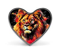 Colorful Lions Head Novelty Metal Badges Love Shape Heart Form Brooch Pin Clothes Hat Bag Accessories