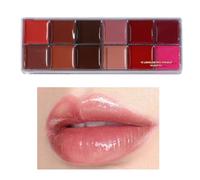 Colorful Lip Palette - 12 Shade Matte Cream Lipstick Set | Long Lasting Non Sticky Mirror Finish Gloss | Compact Cosmetic Kit | Moisturising Makeup Collection for Wife Daughter Mom