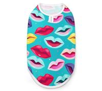 Colorful Lips Pattern Dog Clothes Dogs Jacket Pet Shirts Coats for Summer Apparel M