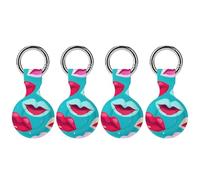 Colorful Lips Pattern Keychain Holder Case Compatible with AirTag Waterproof Silicone Shell Protective Case 4PCS